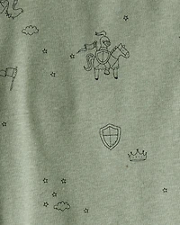 Baby Boy 4-Pack Dragon Star Print Cotton Long-Sleeve Multipack Bodysuits - Blue/White/Green