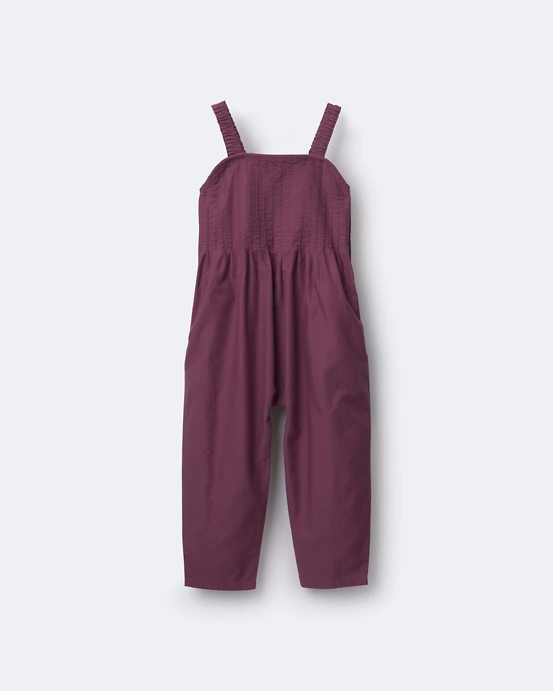 Toddler Girl Pleated Overalls - Mauve