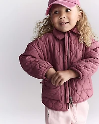 Toddler Girl Quilted Barn Jacket - Burgundy