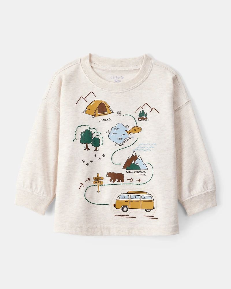 Baby Boy Adventure Long-Sleeve Graphic Tee - Cream