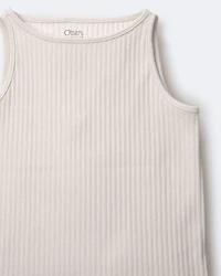 Toddler Girl Ribbed Playtime Tank - Cream