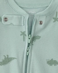 Baby Dinosaur 100% Cotton Snug Fit 1-Piece Pajama Set - Green