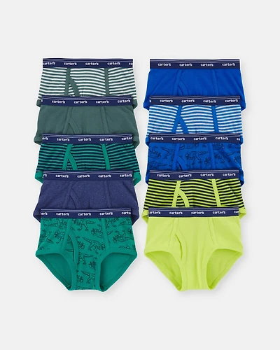 Boys 10-Pack Dinosaur Animal Print Brief Underwear