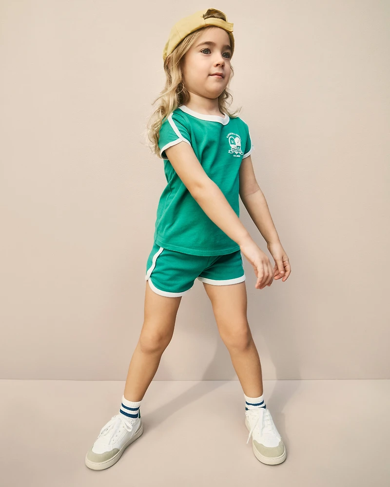 Girls French Terry Active Shorts - Green