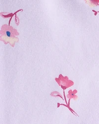Baby Girl Floral Cotton Flare Pull-On Stretch Leggings - Purple