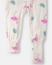 Baby Girl Flamingo PurelySoft Snug Fit 1-Piece Pyjama - Ivory