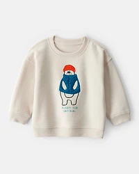 Baby Boy DayDream Fleece Bear Pullover Sweatshirt - Cream