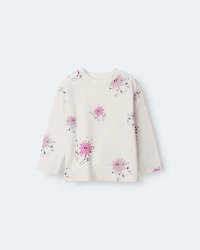 Toddler Girl Skiing Abstract Long-Sleeve Relaxed Graphic Top - Cream