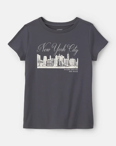 Girls 'New York City' Graphic Tee - Grey