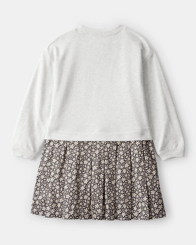 Girls Floral Sweatshirt Dress