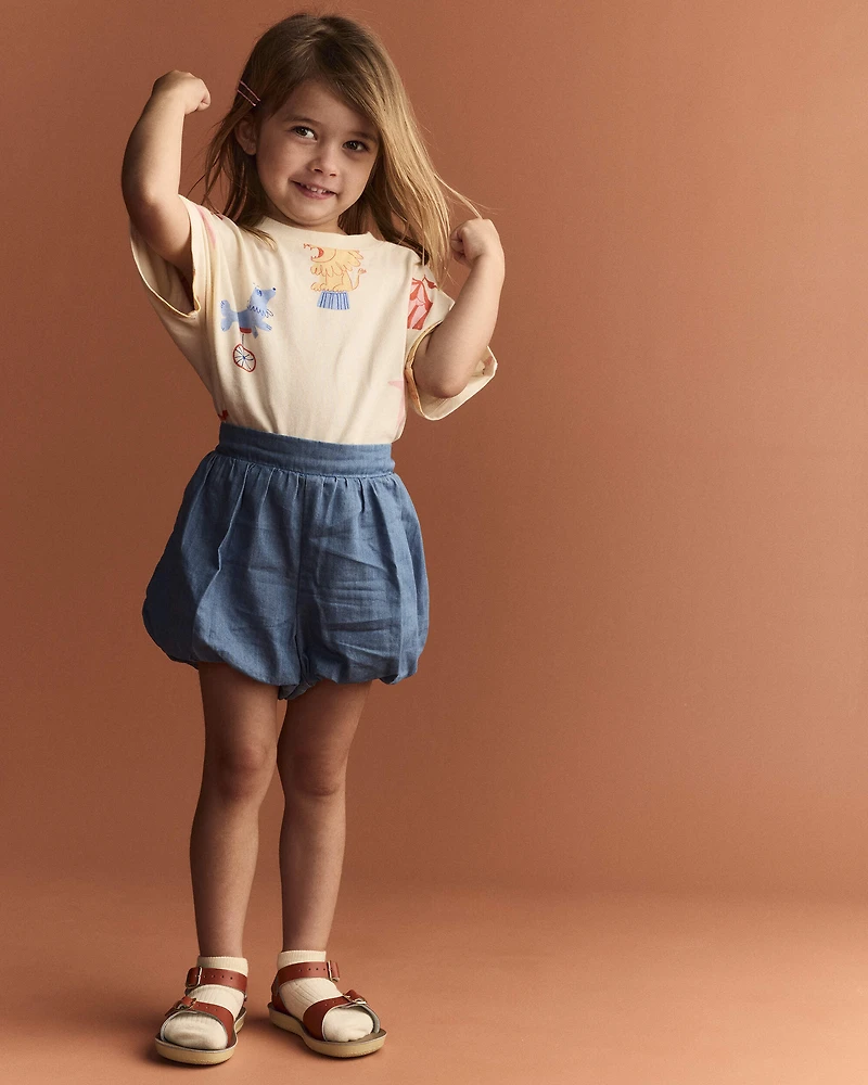 Toddler Girl Bubble Short Chambray - Blue