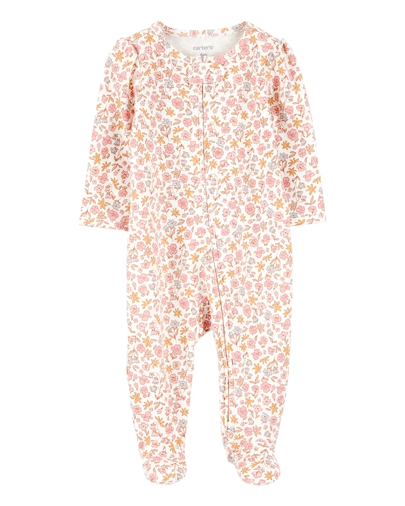Baby Girl Floral 2-Way Zip Cotton Sleeper pyjamas