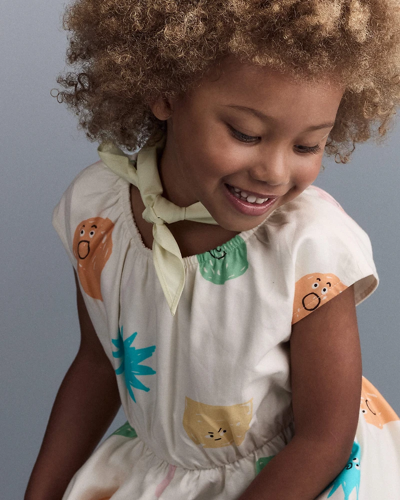 Toddler Girl Avenue Twirl™ Dress Character Print - Cream