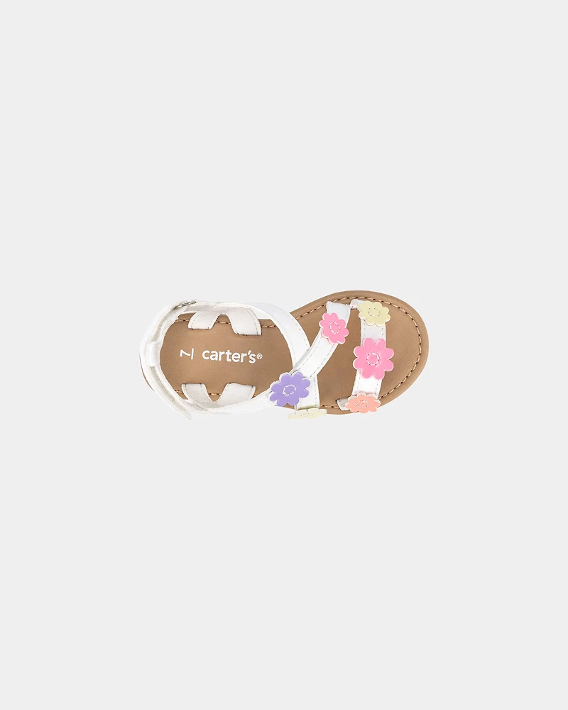 Toddler Girl Flower Sandals - White
