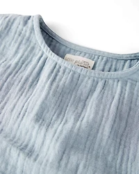 Toddler Organic Cotton Gauze Dress Blue