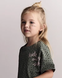 Toddler Girl 'Hide and Seek' High-Low Dolman Tee - Olive