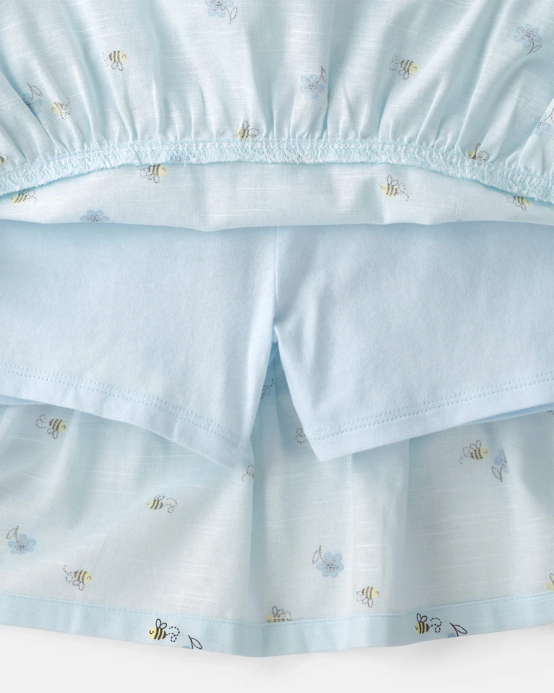 Girls 2-Piece Bee Long-Sleeve Top & Skort Set - Blue