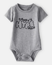 Baby Boy 'Daddy's Hype Man' Short-Sleeve Graphic Bodysuit - Grey