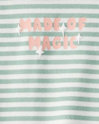 Toddler Girl Made of Magic' Striped Long-Sleeve Top - Green