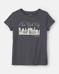 Girls 'New York City' Graphic Tee - Grey