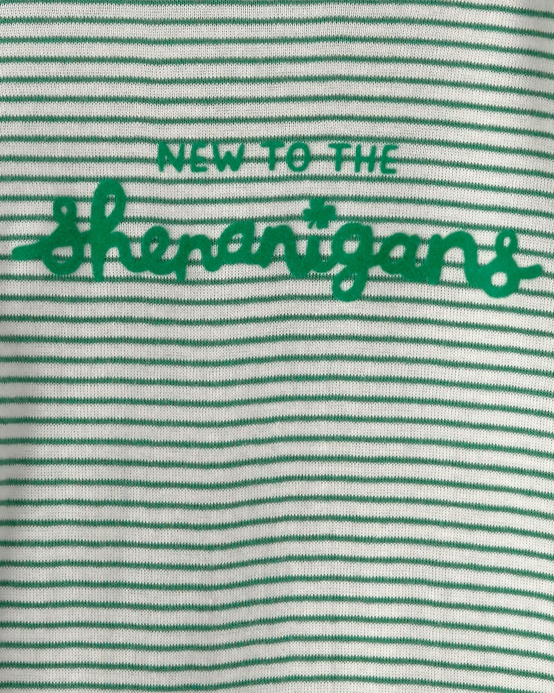 Baby St. Patrick's Day 2-Piece Striped Long-Sleeve Bodysuit & Pant Set - Green/White