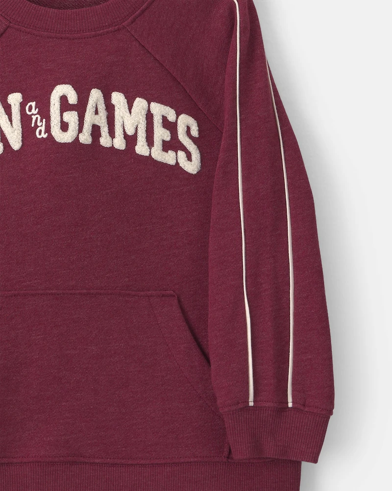 Toddler Boy 'Fun & Games' Pullover Sweatshirt - Burgundy