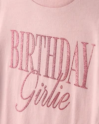 Girls 'Birthday Girlie' Graphic Tee - Pink