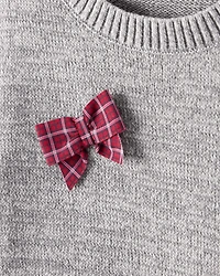 Toddler Girl Bow Cotton Long-Sleeve Sweater - Grey