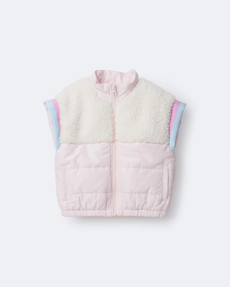 Toddler Girl Colourblock Zip-Up Jacket - Light Pink/Cream