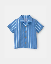 Toddler Boy Striped Loose Fit 2-Piece Pyjama Set - Blue