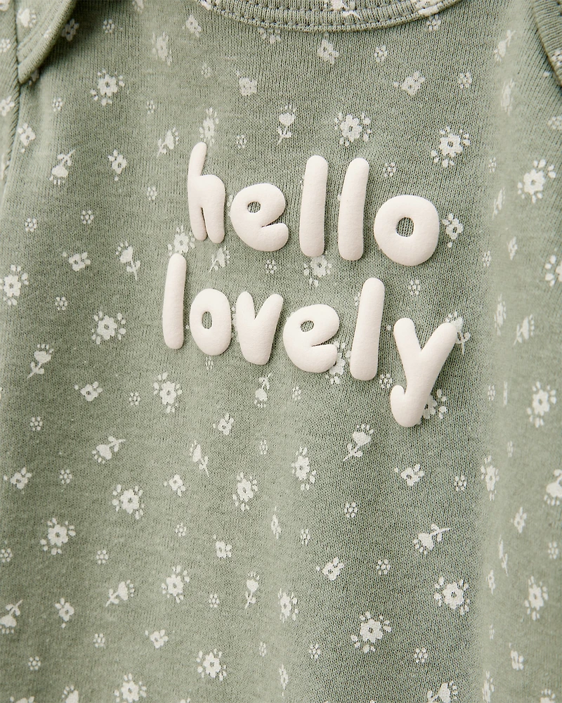 Baby Girl 5-Pack Floral Horses Short-Sleeve Cotton Bodysuits