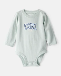 Baby Cotton Long-Sleeve Graphic Bodysuit - Green