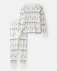 Adult Christmas Fair Isle 100% Cotton Long-Sleeve Snug Fit - White