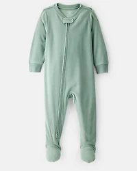 Toddler Boy Loose Fit Long-Sleeve 2-Way Zip 1-Piece Pyjamas - Green