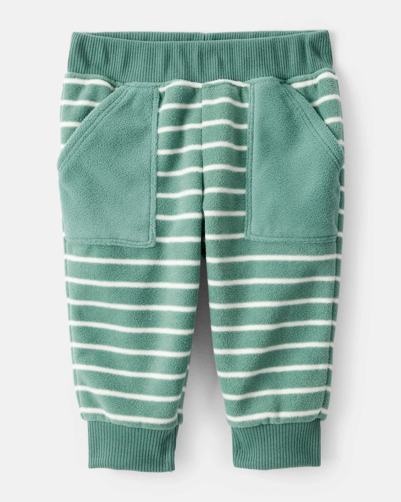 Baby Boy 3-Piece Construction Striped Print Hooded Zip-Up Jacket, Bodysuit & Pant Set - Green