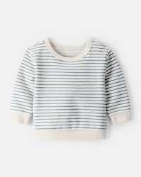 Baby Boy Stripe Fleece Pullover Sweatshirt - Blue
