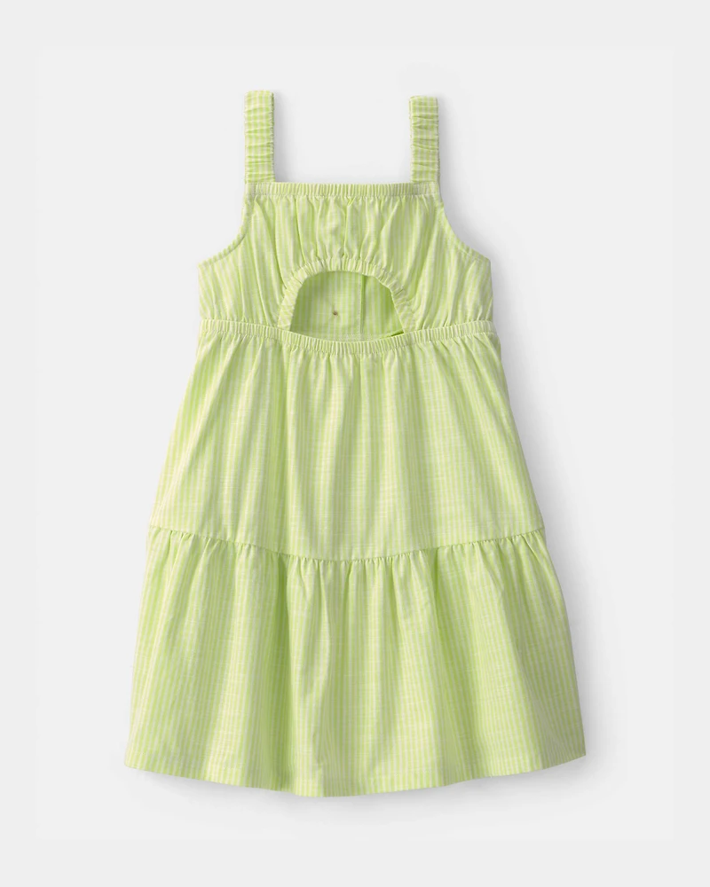 Toddler Girl Striped Tiered Dress - Green