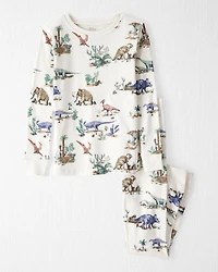 Kids Dinosaur Print Organic Cotton 2-Piece Pyjamas