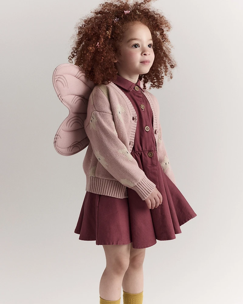 Toddler Girl Rainbow Dress Up Wings - Light Pink