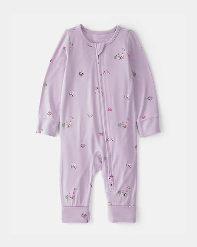 Baby Girl Fairytale 2-Way Zip PurelySoft Sleeper - Purple