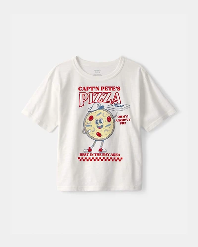 Boys Pizza Graphic Tee - White