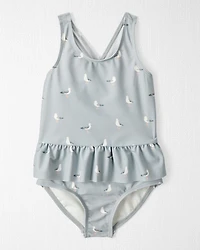 Toddler Girl Recycled Seagull-Print Swimsuit