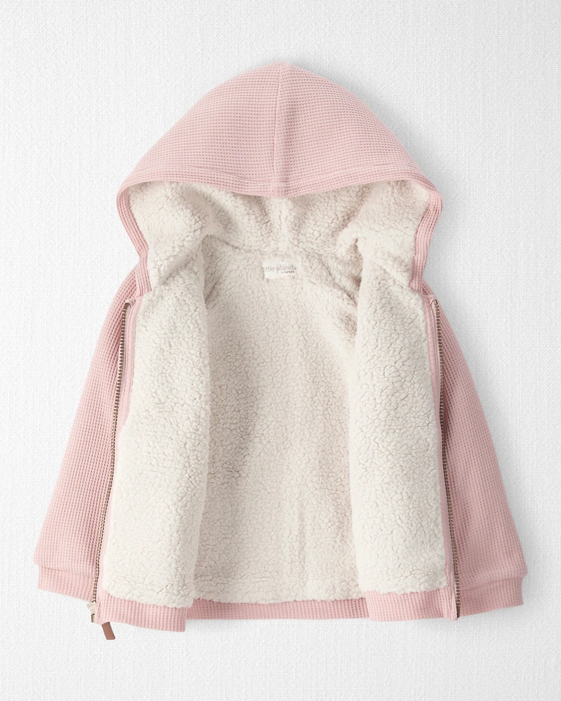 Toddler Girl Waffle Knit Hooded Jacket Made with Organic Cotton