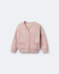 Toddler Girl Star & Moon Pocket Cardigan - Light Pink