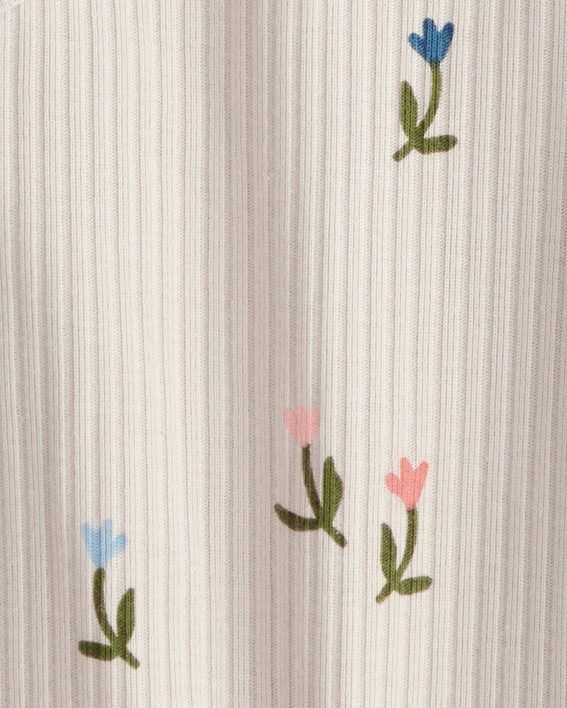 Baby Girl 2-Piece Floral Bodysuit & Pant Set - Brown