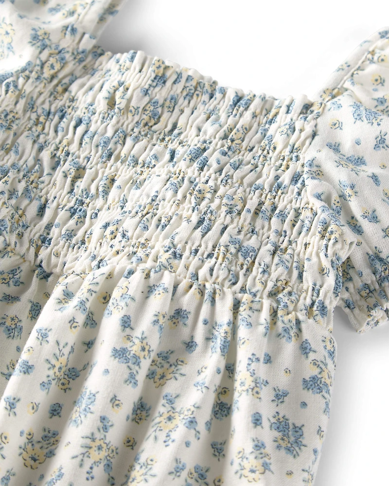 Baby Girl Linen Romper Made with Organic Cotton Spring Bloom