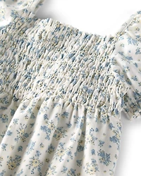 Baby Girl Linen Romper Made with Organic Cotton Spring Bloom