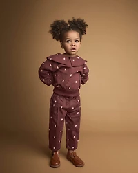 Toddler Girl Pleated Pants Polka Dots - Burgundy