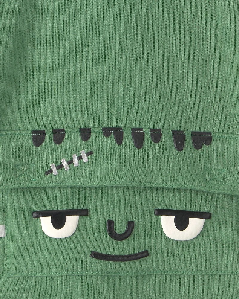 Toddler Boy Frankenstein Halloween Hoodie - Green