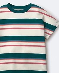 Toddler Dolman Tee Stripes - Green/Cream